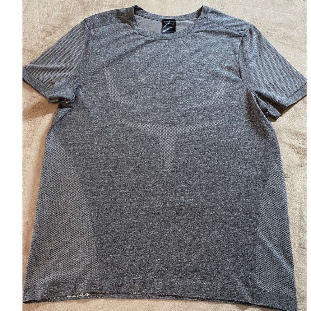 Crivit Mens L Functional Shirt Grey Athletic T-Shirt Mesh Workout Training Top